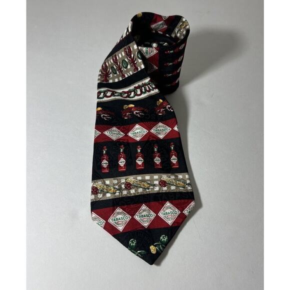 Tabasco Hot Sauce Chili Pepper Hearts 100% Imported Silk Neck‎ Tie Made in USA - Picture 1 of 5